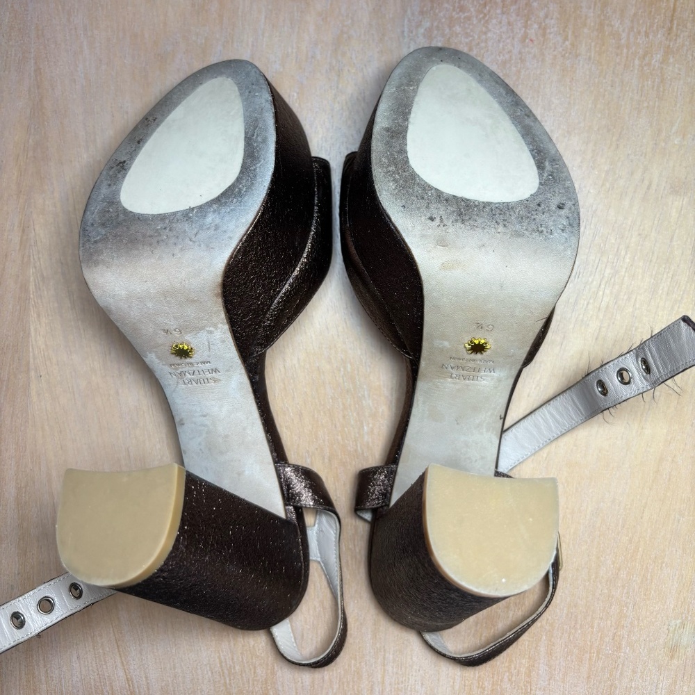 Stuart Weitzman Brown Metallic Platform Sandals- … - image 4